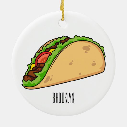Taco-Cartoon-Abbildung Keramik Ornament (Hinten)