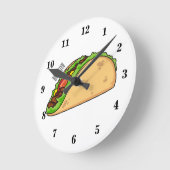 Taco-Cartoon-Abbildung Runde Wanduhr (Winkel)