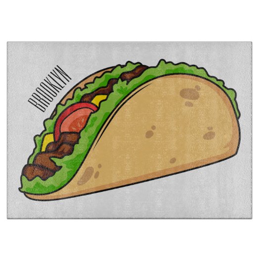 Taco-Cartoon-Abbildung Schneidebrett (Vorderseite)