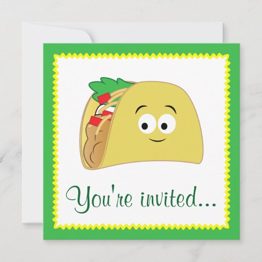 Taco Cartoon Einladung (Vorderseite)