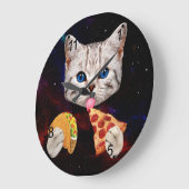 Taco, Cat and Pizza Große Wanduhr (Winkel)