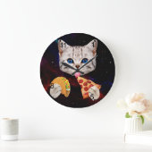 Taco, Cat and Pizza Große Wanduhr (Zuhause)