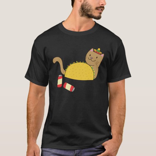 Taco Cat Cinco De Mayo Mexican Beer Drink T-Shirt (Vorderseite)