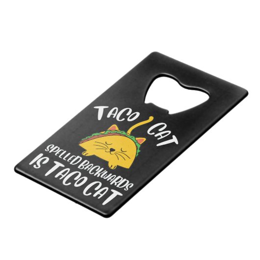 Taco Cat Geldbeutel Flaschenöffner (Rückseite Schrägansicht)