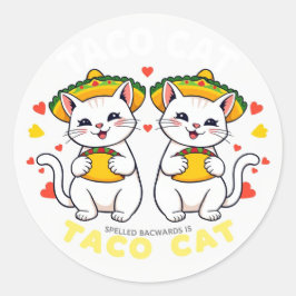 Taco Cat Palindrome Fiesta Niedlicher Chibi Runder Aufkleber