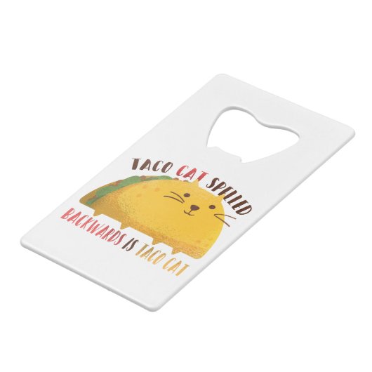 Taco Cat Palindrome Geldbeutel Flaschenöffner (Rückseite Schrägansicht)