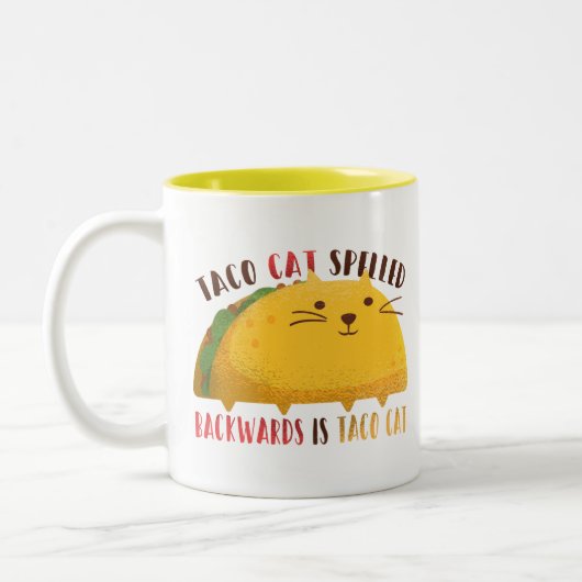 Taco Cat Palindrome Zweifarbige Tasse (Links)
