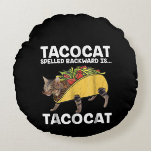 Taco & Cat - Tacocat rückwärts geschrieben Tacoc Rundes Kissen