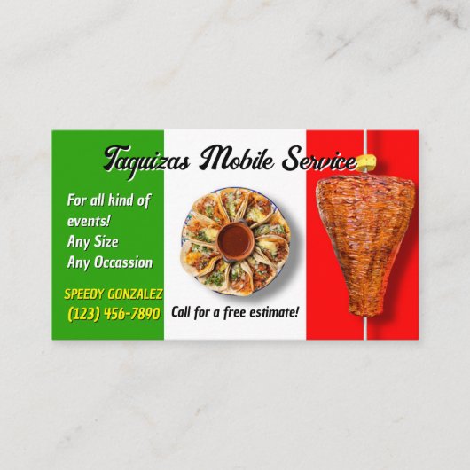 Taco Catering Service Business Cards Visitenkarte (Vorderseite)