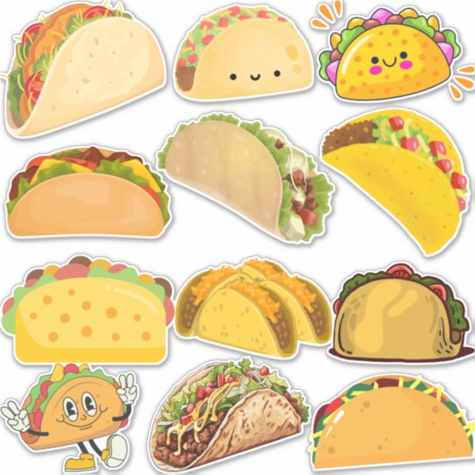 Taco Collage Aufkleber (Vorderseite)