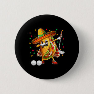 Taco-Dabbing-Golfer zum Cinco De Mayo Spieler Mex Button