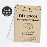 Taco Diaper Party, Funny Men Vater Einladung<br><div class="desc">Kostenlose Tacos (gegen Windeln). Eine lustige Party Einladung,  die das Rampenlicht auf.. takos! Die Kunstwerke sind handgezeichnet. Koordinationsgegenstände sind in der 'Taco Baby Shower' Kollektion in meinem Shop erhältlich.</div>