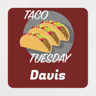 Taco Dienstag Design - Kleines Quadrat Bekleidungs Etiketten