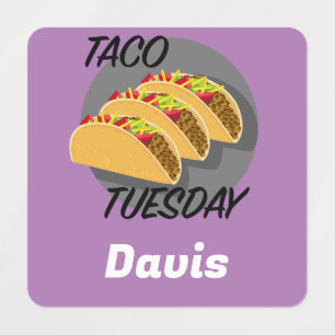Taco Dienstag Design - Kleines Quadrat Bekleidungs Etiketten