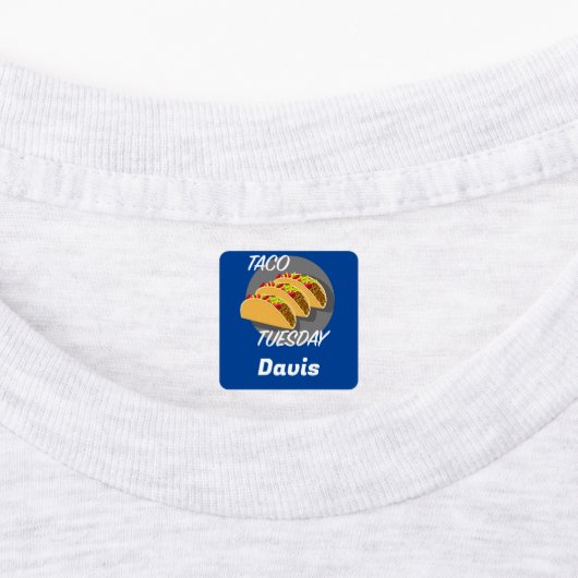 Taco Dienstag Design - Kleines Quadrat Bekleidungs Etiketten (Befestigt)