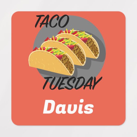 Taco Dienstag Design - Kleines Quadrat Bekleidungs Etiketten (Design 1)