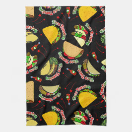 Taco Dienstag Hard und Soft Tacos Hot Sauce Black Geschirrtuch