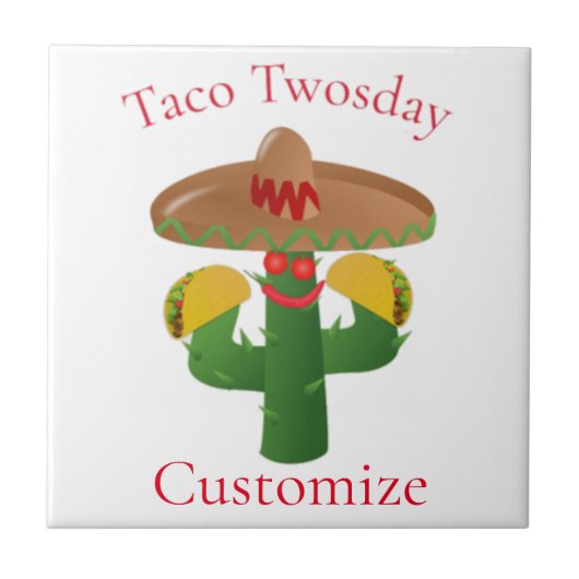 Taco Dienstag Saguaro Cactus Thunder_Cove Fliese (Vorderseite)