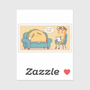 Taco Dienstagstherapie - Funny Cartoon Food Art Aufkleber