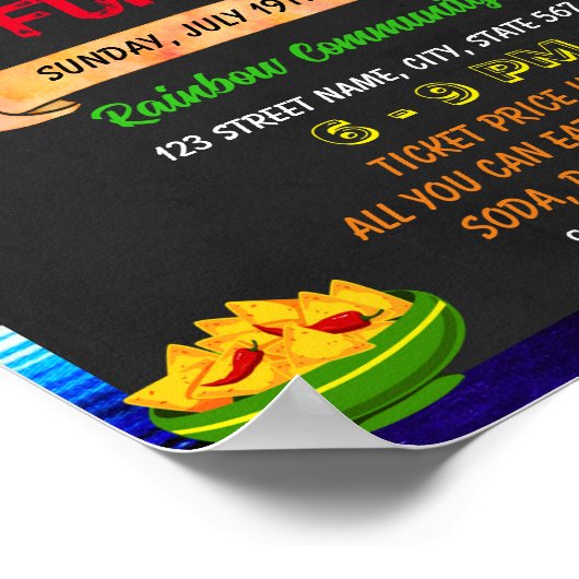 Taco Dinner fundraiser event Template Poster (Ecke)