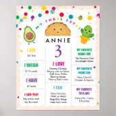 Taco DREE-ESTA 3RD Birthday Girl Milestone Poster (Vorne)