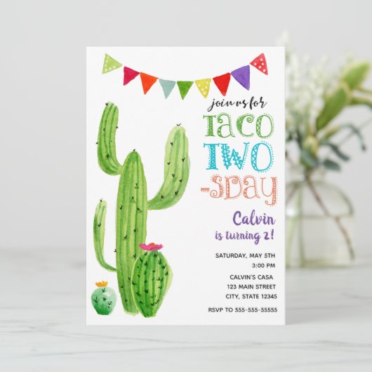 Taco Einladung zum zweitägigen Geburtstag (Stehend Vorderseite)