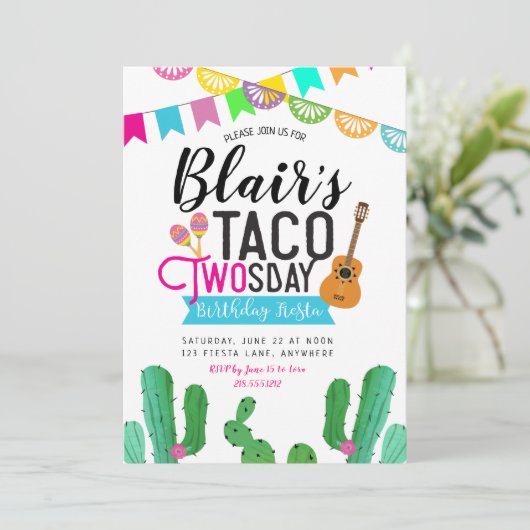 Taco Einladung zwei Tage am Geburtstag (Stehend Vorderseite)