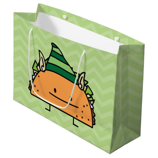 Taco-Elf Große Geschenktüte (Vorderseite Schrägansicht)