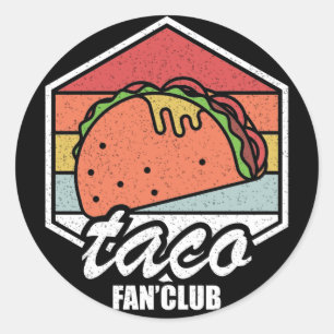 Taco Fan Club Vintage Tacos Liebhaber der Küche Runder Aufkleber