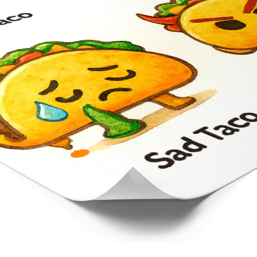 Taco Feelings Funny Four Moods of Tacos Art Print Poster (Ecke)