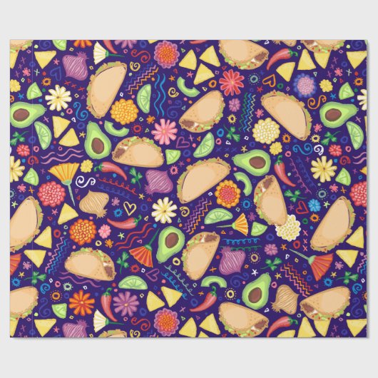 Taco-Fiesta auf blauem Packpapier (Flach)