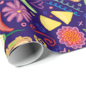 Taco-Fiesta auf blauem Packpapier (Rolleneckpunkt)