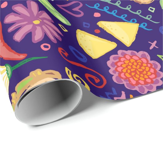 Taco-Fiesta auf blauem Packpapier (Rolleneckpunkt)