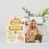 Taco Fiesta Geburtstagsparty Mexikanisches Foto Einladung (Stehend Vorderseite)