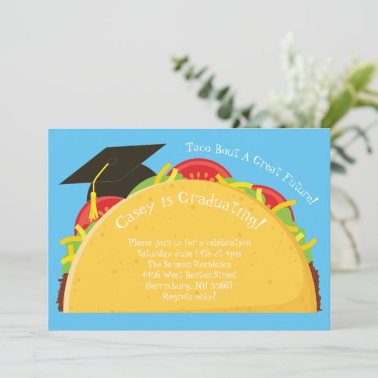 Taco Fiesta Graduierungspartei Mexikanisch Einladung (Stehend Vorderseite)