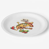 Taco Fiesta mit Gitarre und hispanischem Flair Pappteller (Schrägansicht)