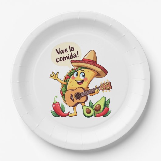 Taco Fiesta mit Gitarre und hispanischem Flair Pappteller (Vorderseite)