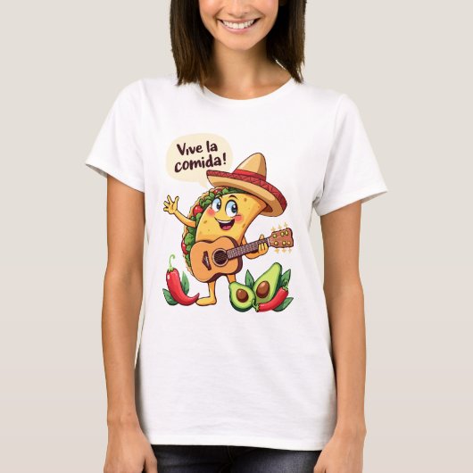 Taco Fiesta mit Gitarre und hispanischem Flair T-Shirt (Vorderseite)