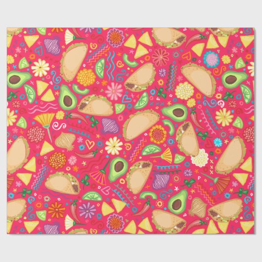 Taco Fiesta über rotes Abwrackpapier Geschenkpapier (Flach)