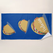 Taco Floating Name Blue Beach Handtuch (Vorderseite)