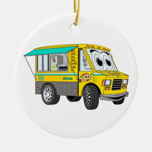 Taco Food Truck Cartoon Keramik Ornament (Vorne)