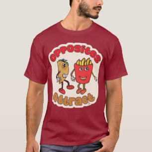 Taco Fry Opposites Attraktion Funny Food Cartoon T-Shirt