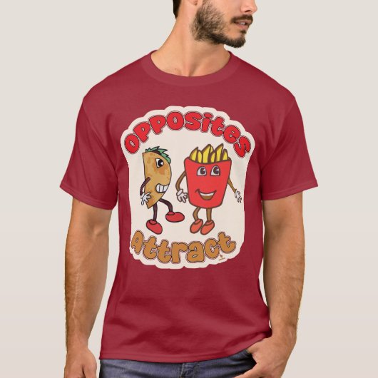 Taco Fry Opposites Attraktion Funny Food Cartoon T-Shirt (Vorderseite)