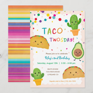 Taco Geburtstagsfeier Twosday Party Thema Geburtst Einladung