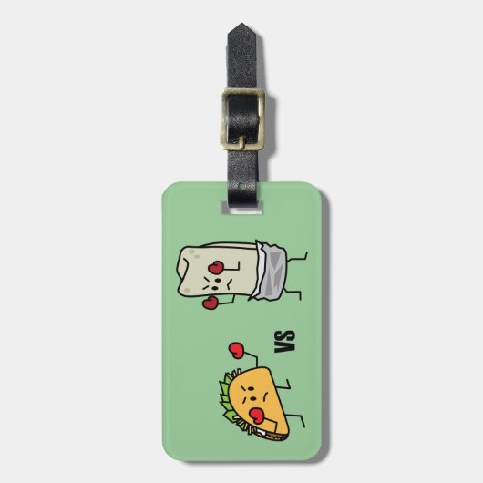 Taco gegen Burrito Gepäckanhänger (Vorderseite vertikal)