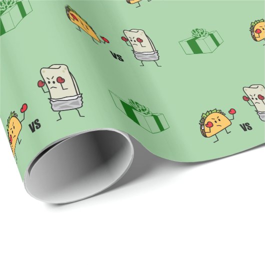 Taco gegen Burrito Geschenkpapier (Rolleneckpunkt)
