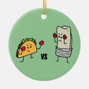Taco gegen Burrito Keramikornament