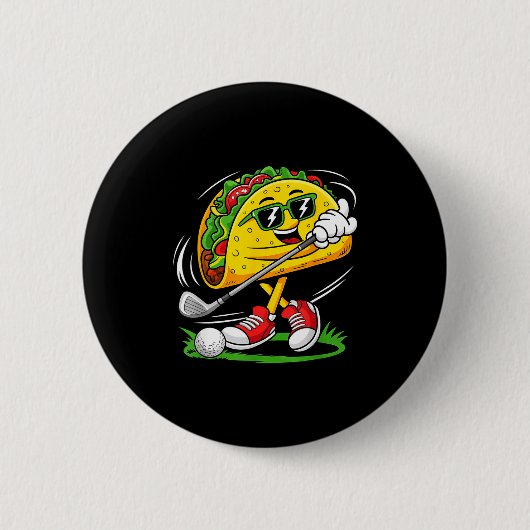Taco-Golfer Cinco de Mayo mexikanischer Golfer Ess Button (Vorderseite)