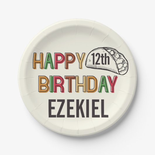 Taco Happy Birthday Personalisiert Pappteller (Vorderseite)