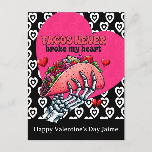 Taco Hearts Valentines Day Postcard Postkarte (Vorderseite)